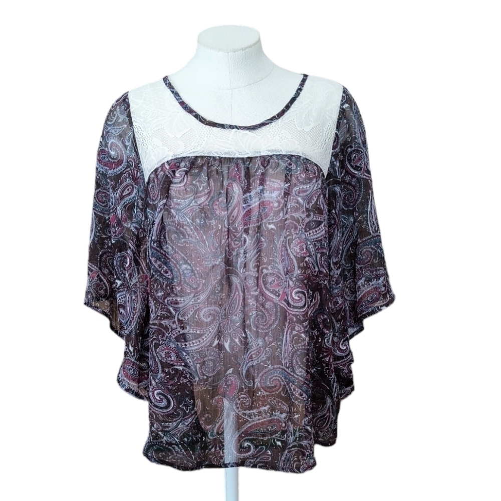 Living Doll Sheer Butterfly Sleeves Blouse Size M
